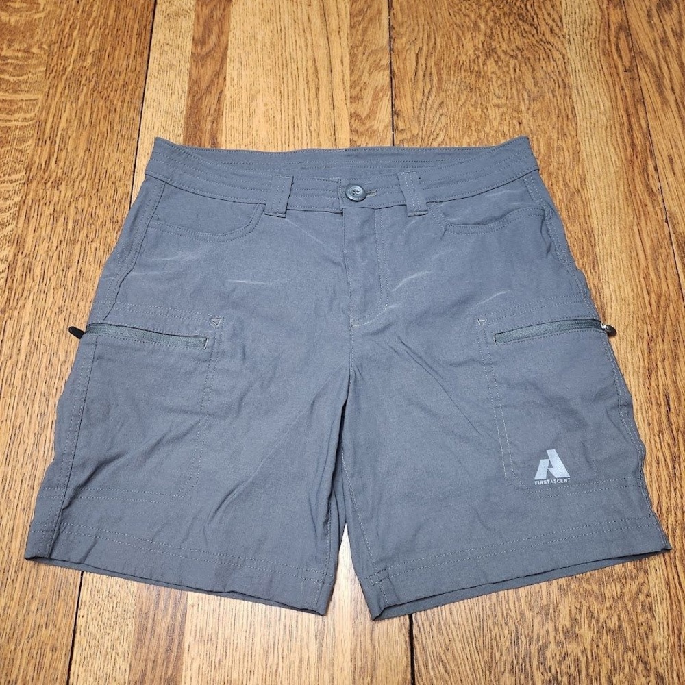 Eddie Bauer First Ascent Womens 4 Gray Guide Hiking Cargo Shorts Technical 768